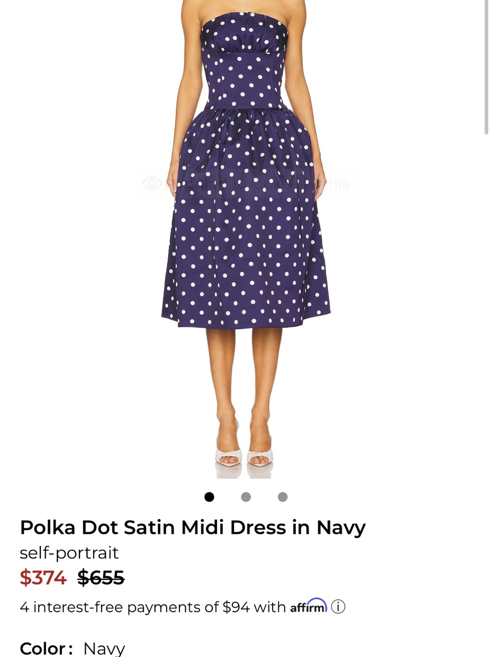 NWT Self-Portrait Navy and White Polka Dot Strapless Gown Dress SIZE 2 sold out